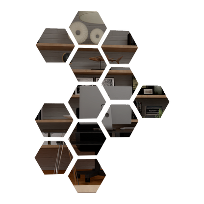 Espejo Lirio, con forma hexagonal