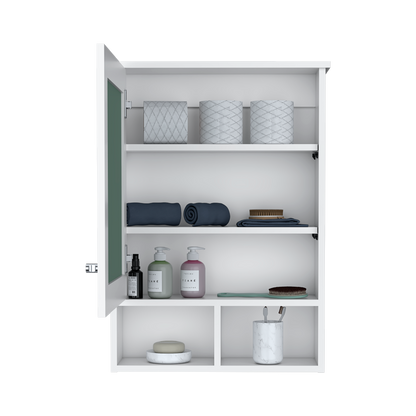 Gabinete de Baño Egeo, Blanco, con Puerta Espejo y Tres Entrepaños Para Ubicar Objetos