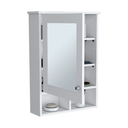 Gabinete de Baño Egeo, Blanco, con Puerta Espejo y Tres Entrepaños Para Ubicar Objetos