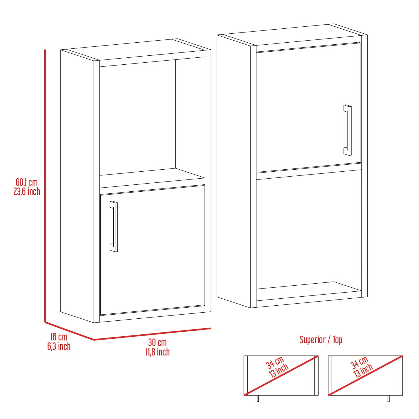 Mueble Auxiliar Bath X2, Wengue, con puerta batiente y variedad de entrepaños para colocar objetos de aseo