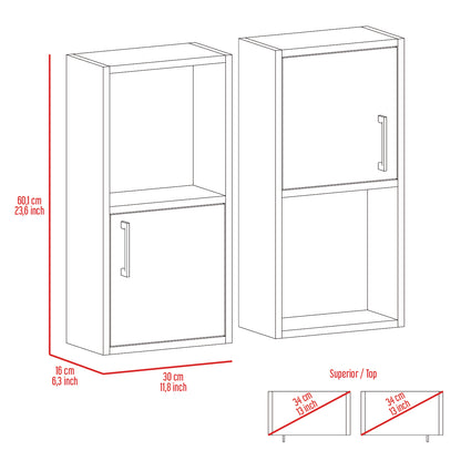 Mueble Auxiliar Bath X2, Wengue, con puerta batiente y variedad de entrepaños para colocar objetos de aseo