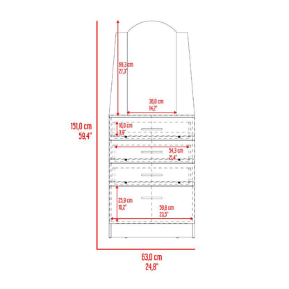 Comoda Praga, Wengue, con tres cajones y una puerta