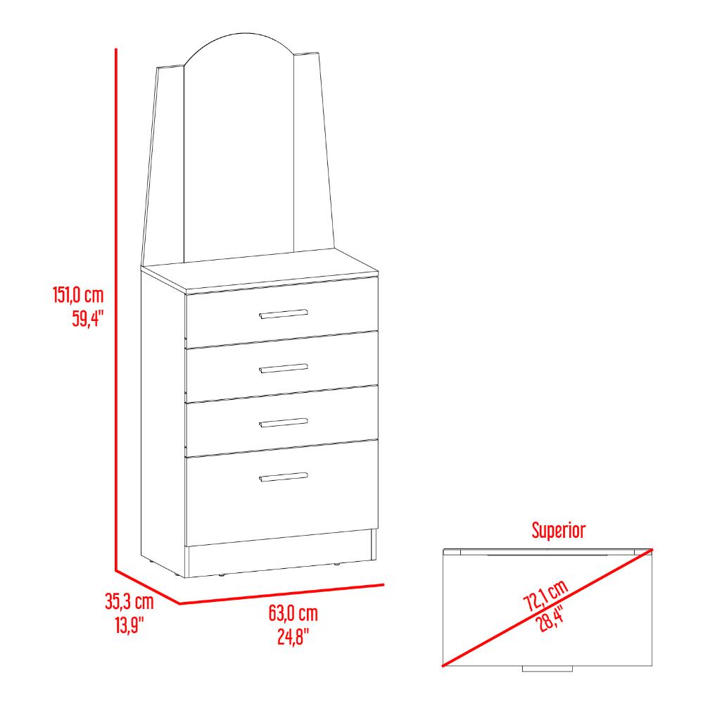 Comoda Praga, Wengue, con tres cajones y una puerta