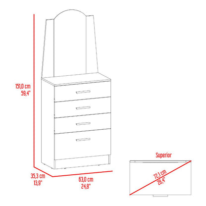 Comoda Praga, Wengue, con tres cajones y una puerta