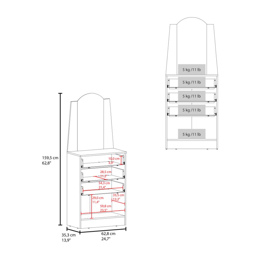 Comoda Praga, Milan, con tres cajones y una puerta