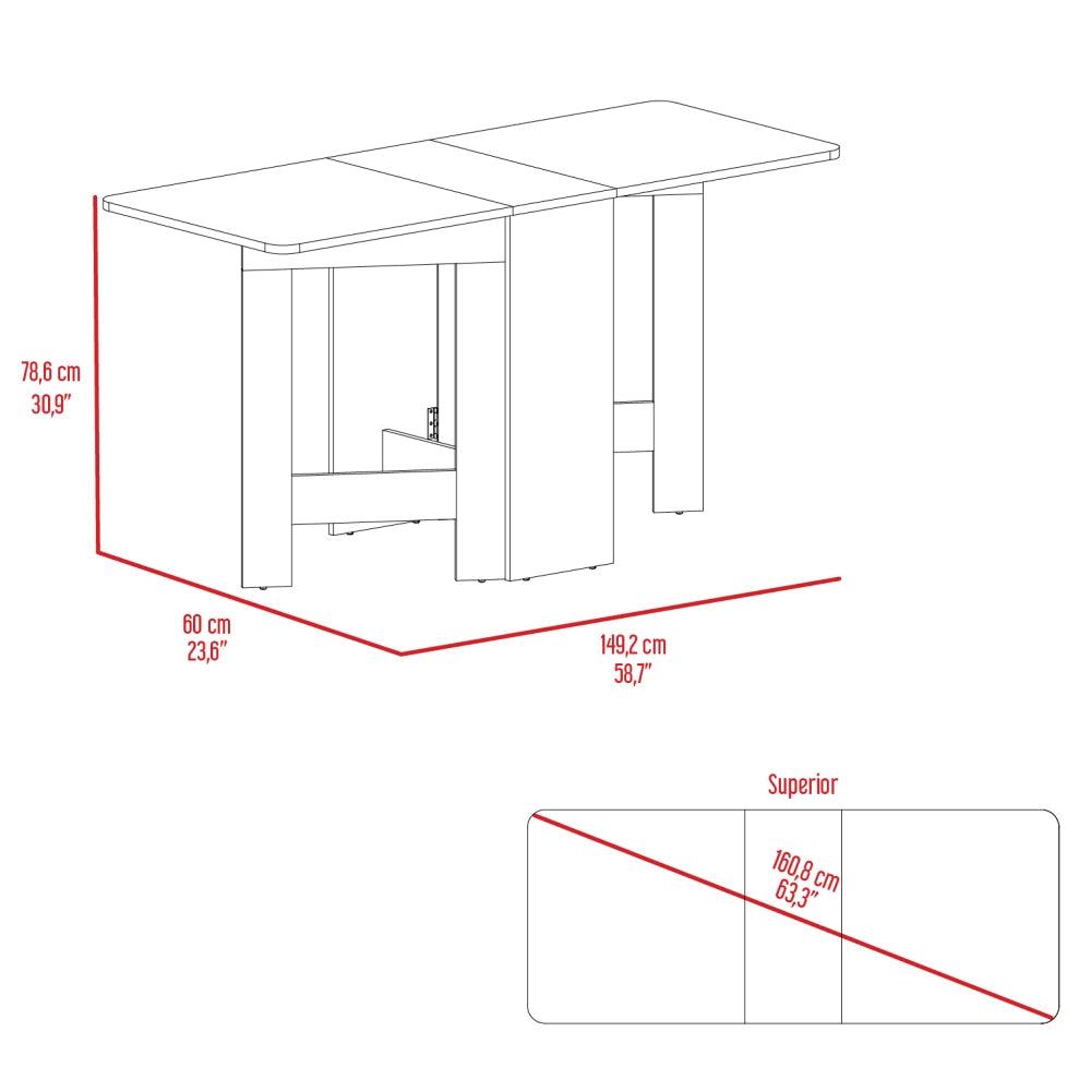 Mesa Abatible, Compact, Blanco y Macadamia, con amplio espacio