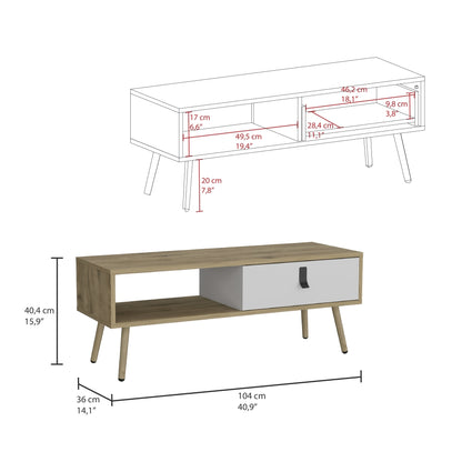 Mesa de Centro Huna, Macadamia y Blanco, con amplia superficie