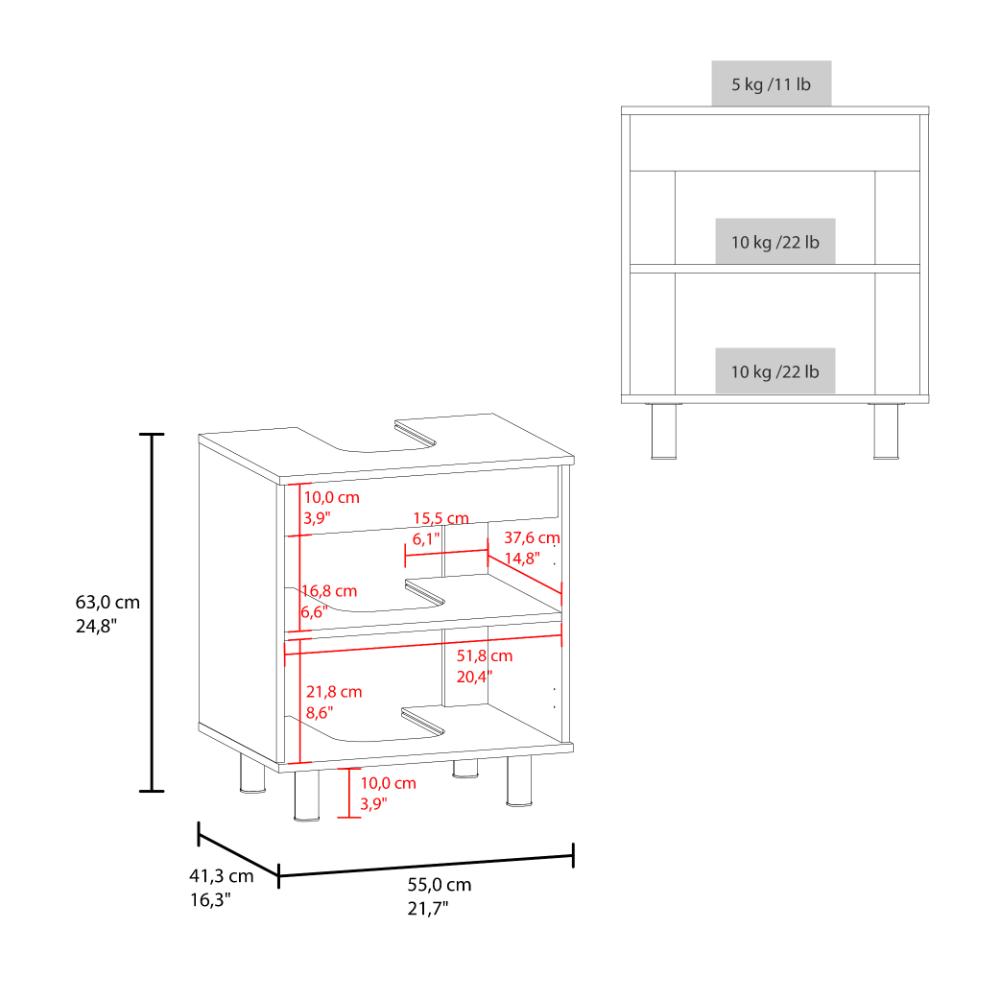 Mueble Para Lavamanos Marlo Dos Puertas, Fresno Y Blanco