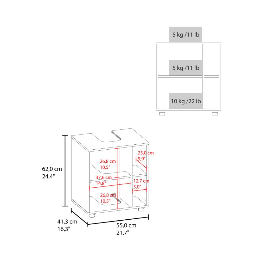 Mueble Para Lavamanos Pascuale Una Puerta, Blanco Y Fresno