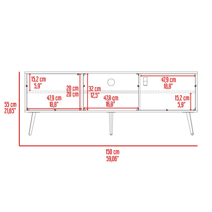 Rack Para Tv Funes Eco 150, Wengue y Macadamia, con espacio para ubicar objetos