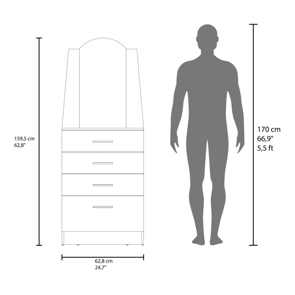 Comoda Praga, Milan, con tres cajones y una puerta