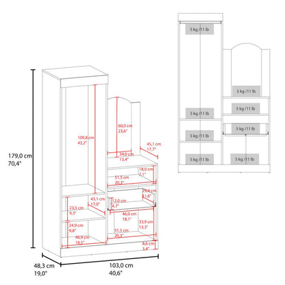 Closet Comoda Praga Tres Puertas Un Cajon, Fresno Europeo, con diseño moderno incluye Espejo