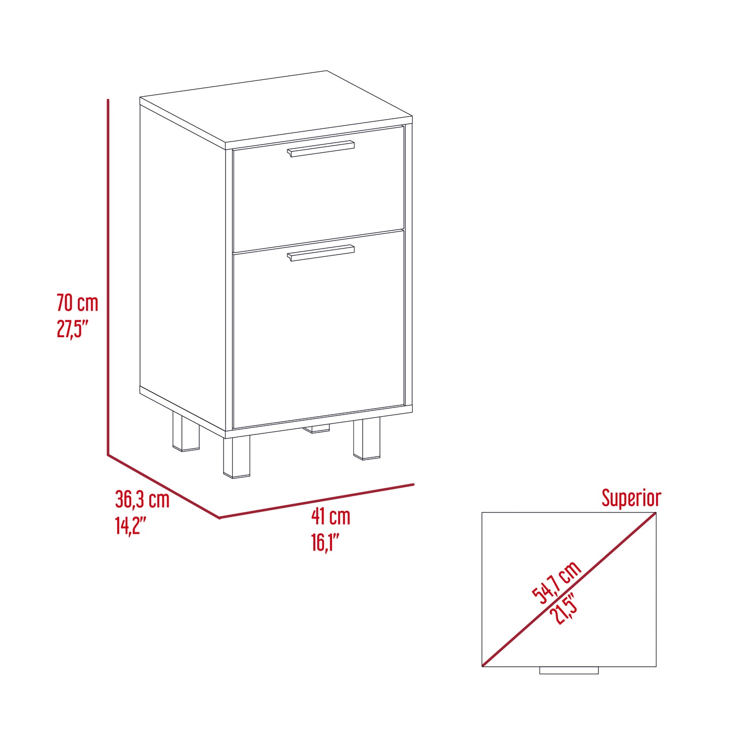 Velador Secret Z-81, Con Una Puerta Y Cajón Secreto, Wengue