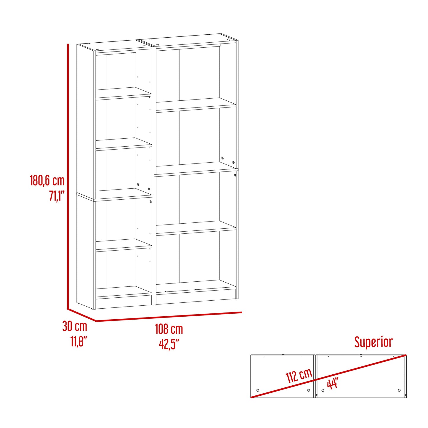 Combo Home, Estante Colección 2, Wengue, con dos estantes