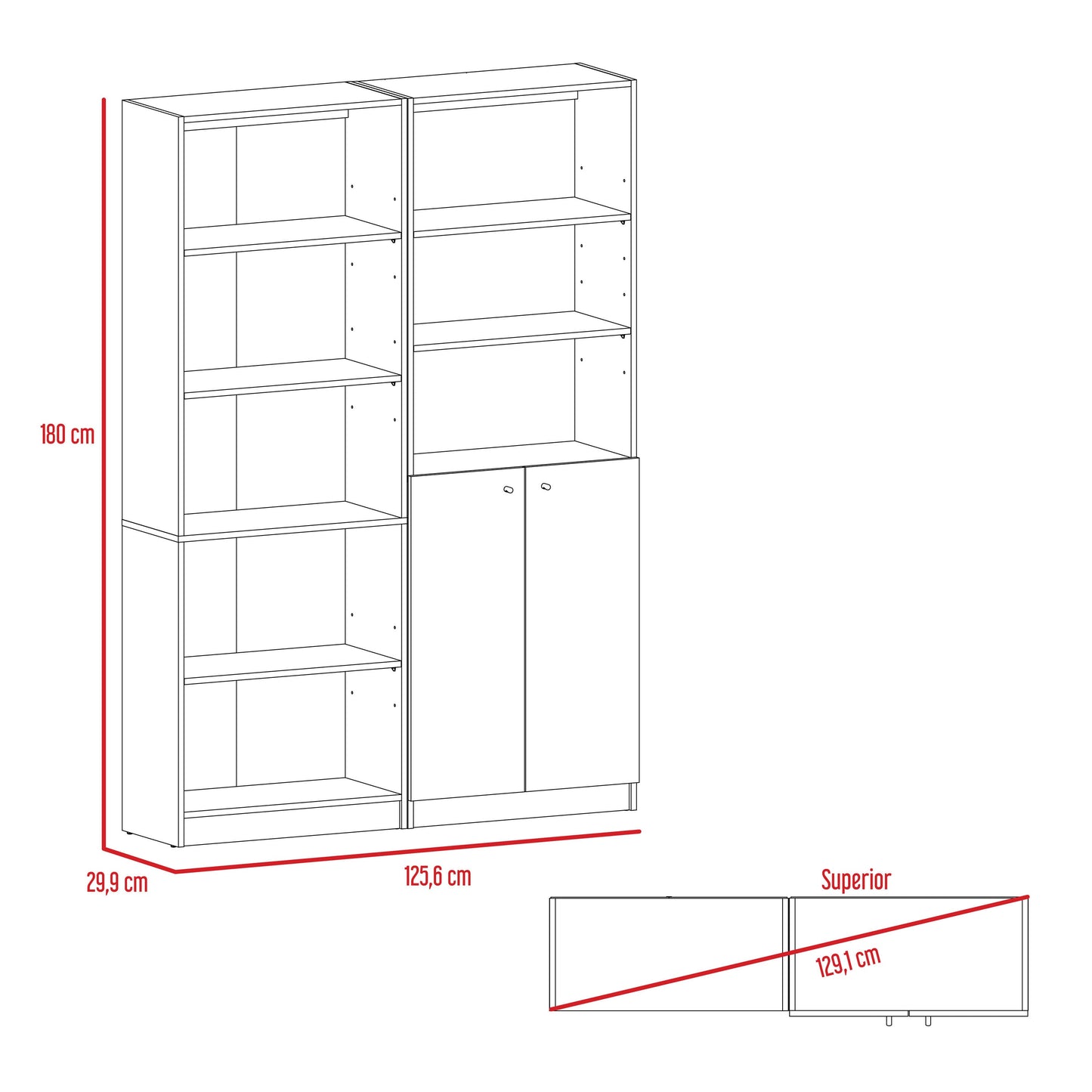 Combo Home, Estante Colección 5, Wengue, con un estante de dos puertas