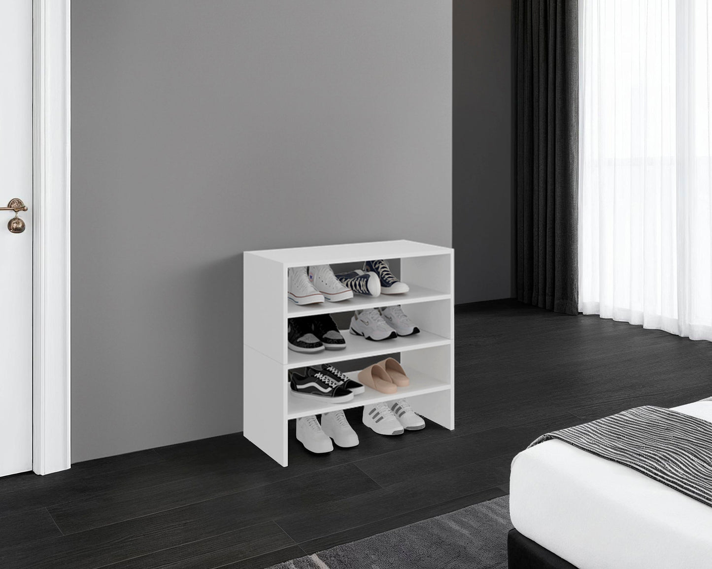 Modulo Zapatero Z-72 Apilable Cuatro Niveles, Blanco