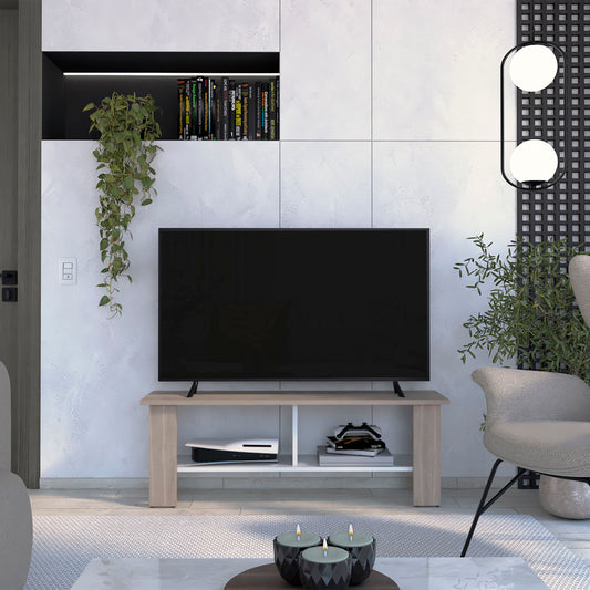 Rack Tv, Bardolino Y Blanco, Con Capacidad Para Televisor De 50 Pulgadas