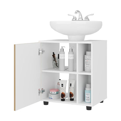 Mueble Para Lavamanos Pascuale Una Puerta, Blanco Y Fresno