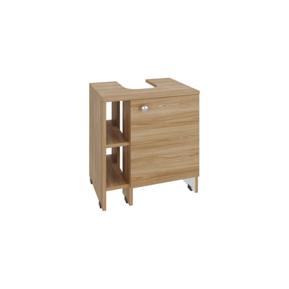 Mueble De Baño Una Puerta, Color Fresno Y Blanco