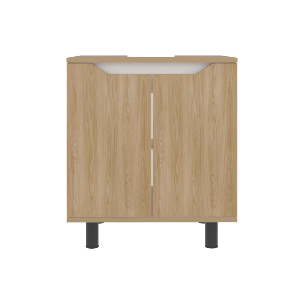 Mueble Para Lavamanos Marlo Dos Puertas, Fresno Y Blanco