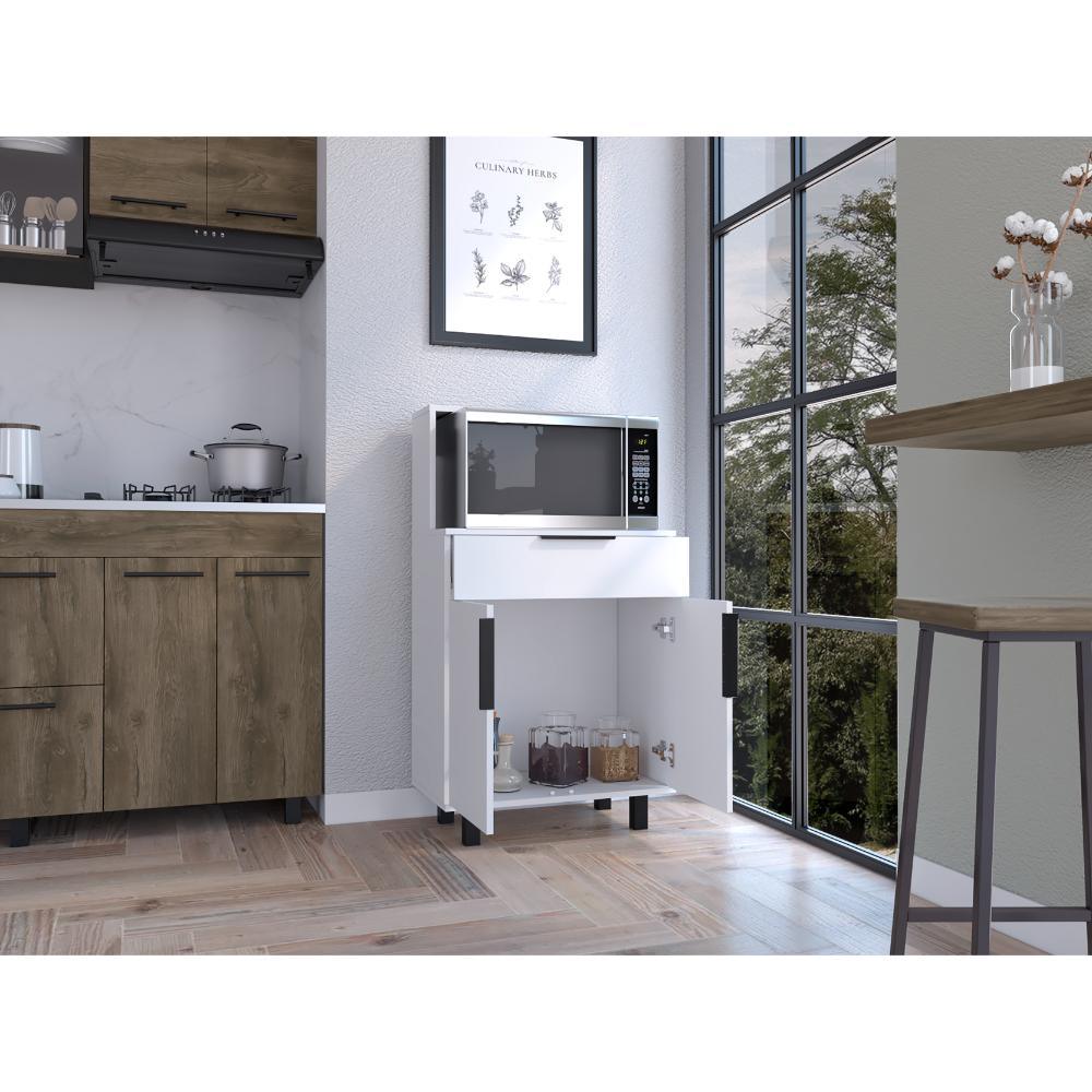 Mueble Microondas Bajo Oshawa, Blanco, con espacio para colocar horno microondas