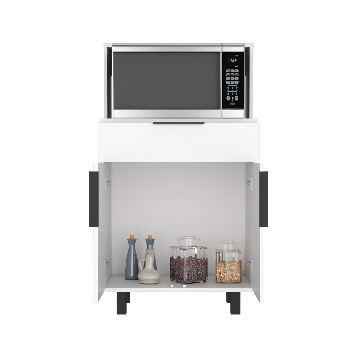 Mueble Microondas Bajo Oshawa, Blanco, con espacio para colocar horno microondas