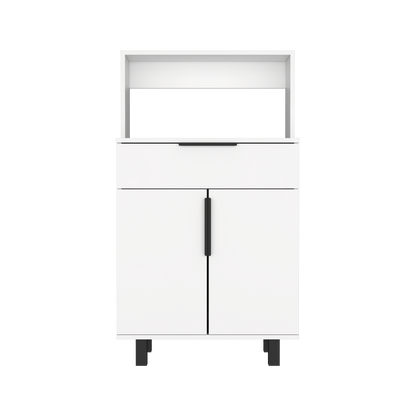Mueble Microondas Bajo Oshawa, Blanco, con espacio para colocar horno microondas