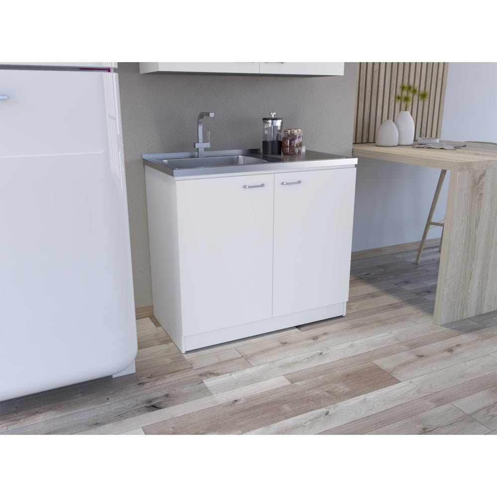 Mueble Inferior Cocina Napoles 100 Cm, Blanco, con Gran Capacidad de Almacenamiento