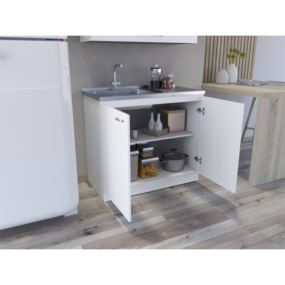 Mueble Inferior Cocina Napoles 100 Cm, Blanco, con Gran Capacidad de Almacenamiento