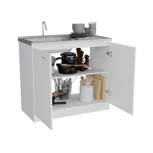 Mueble Inferior Cocina Napoles 100 Cm, Blanco, con Gran Capacidad de Almacenamiento