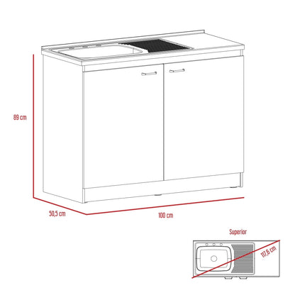 Mueble Inferior Cocina Napoles 100 Cm, Blanco, con Gran Capacidad de Almacenamiento