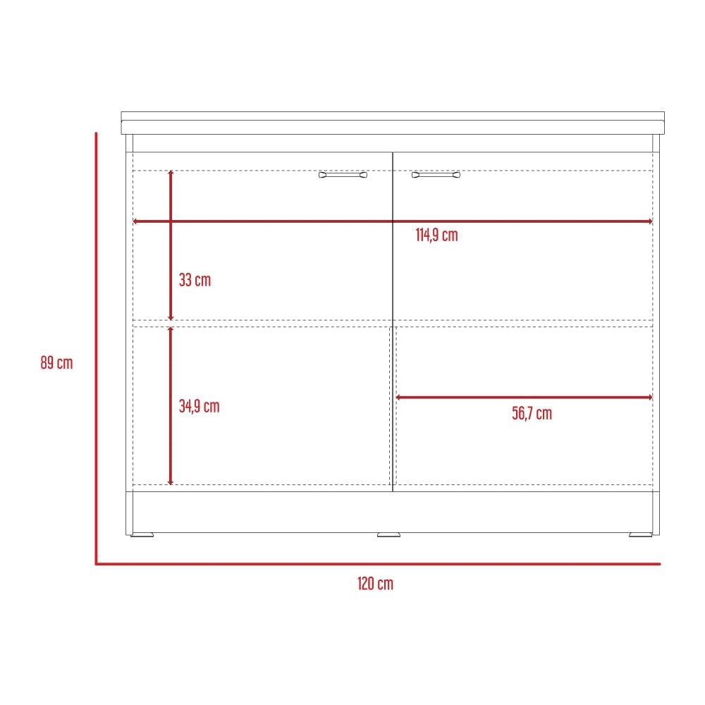 Mueble Inferior Cocina Napoles 120 Cm, Blanco, con Gran Capacidad de Almacenamiento