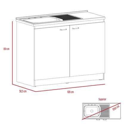 Mueble Inferior Cocina Napoles 120 Cm, Blanco, con Gran Capacidad de Almacenamiento