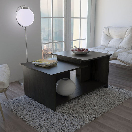 Mesa de Centro Wema Negro, con variedad de entrepaños