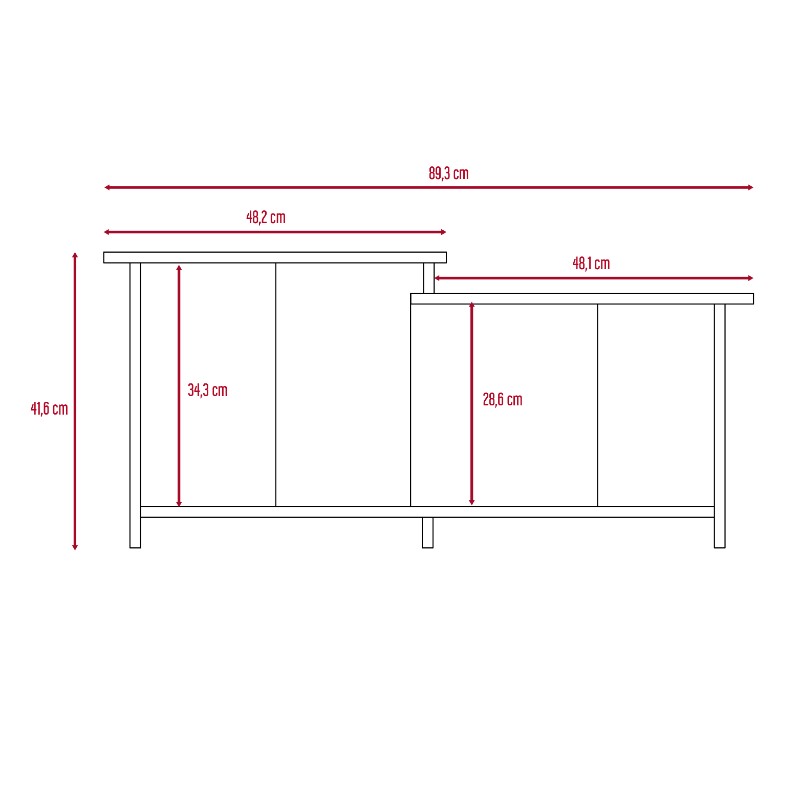 Mesa de Centro Wema Negro, con variedad de entrepaños