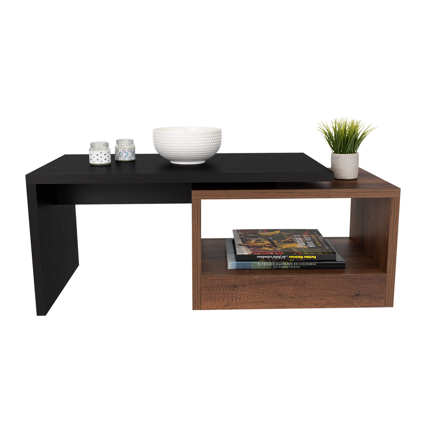 Mesa de Centro Wesley, Wengue y Cobre, con Un Cajón Amplio