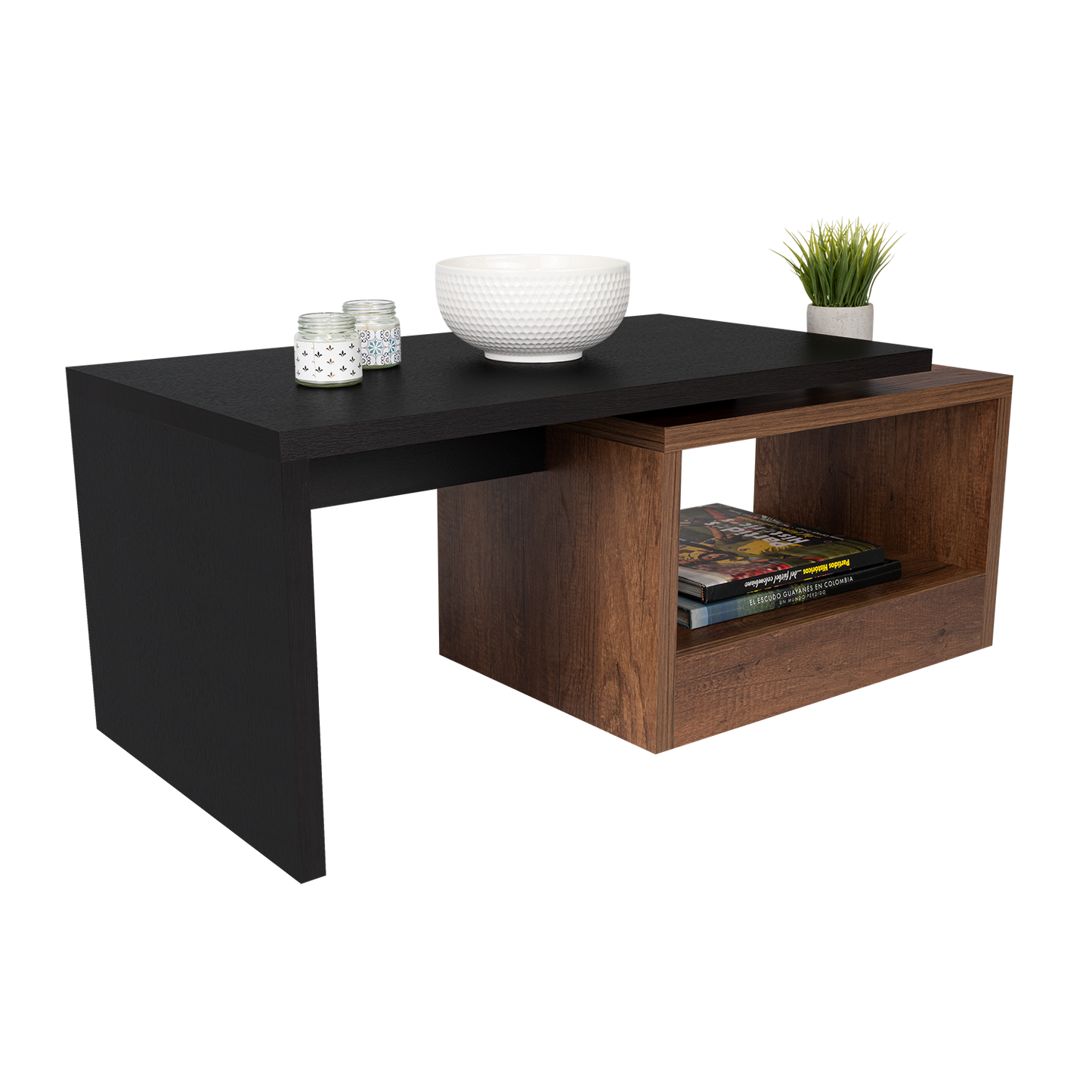Mesa de Centro Wesley, Wengue y Cobre, con Un Cajón Amplio