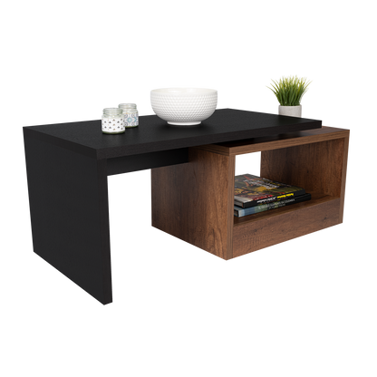 Mesa de Centro Wesley, Wengue y Cobre, con Un Cajón Amplio