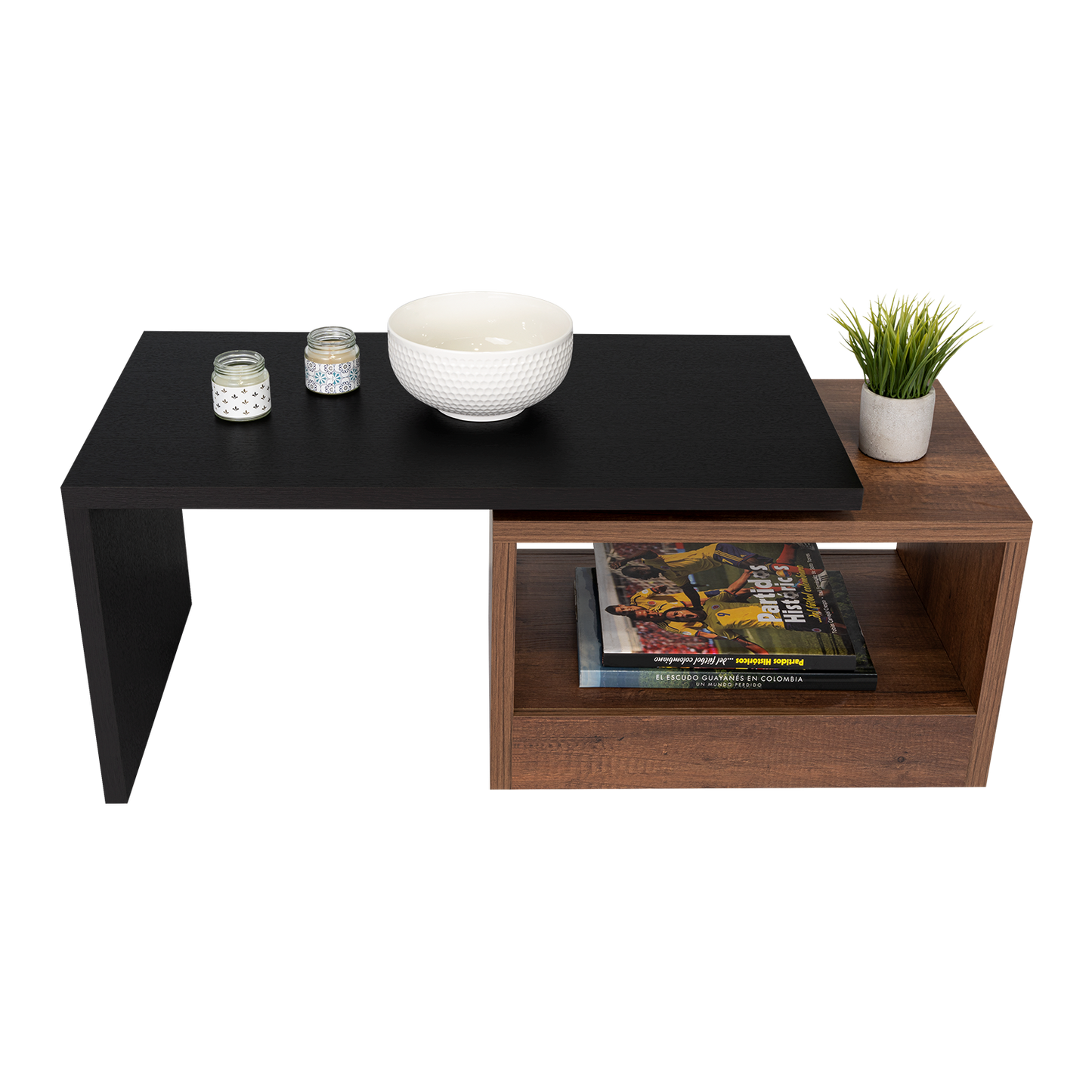 Mesa de Centro Wesley, Wengue y Cobre, con Un Cajón Amplio