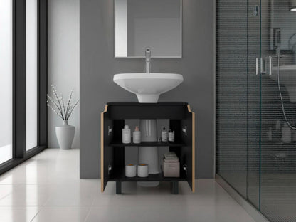 Mueble Para Lavamanos Marlo Dos Puertas, Wengue Y Fresno