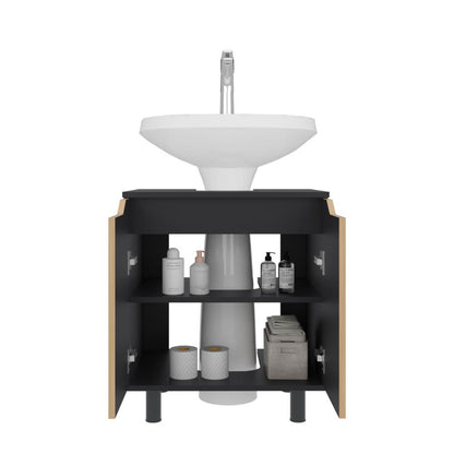 Mueble Para Lavamanos Marlo Dos Puertas, Wengue Y Fresno