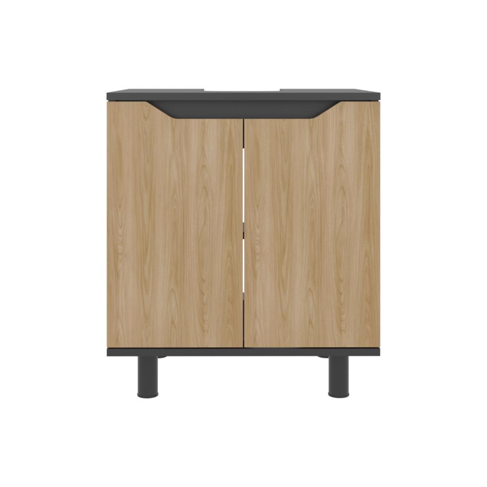 Mueble Para Lavamanos Marlo Dos Puertas, Wengue Y Fresno