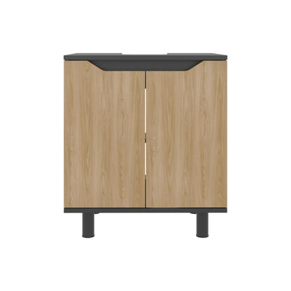 Mueble Para Lavamanos Marlo Dos Puertas, Wengue Y Fresno