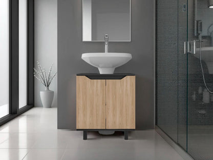 Mueble Para Lavamanos Marlo Dos Puertas, Wengue Y Fresno