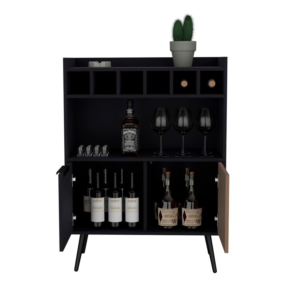 Bar Bajo Funes Eco, Wengue, con Espacio para Botellas de Vino y Copas