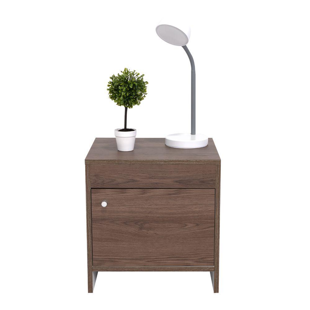 Mesa de Noche Tutto, Chocolate y Blanco, con Un Cajón Amplio Ideal Para Espacios Pequeños - VIRTUAL MUEBLES