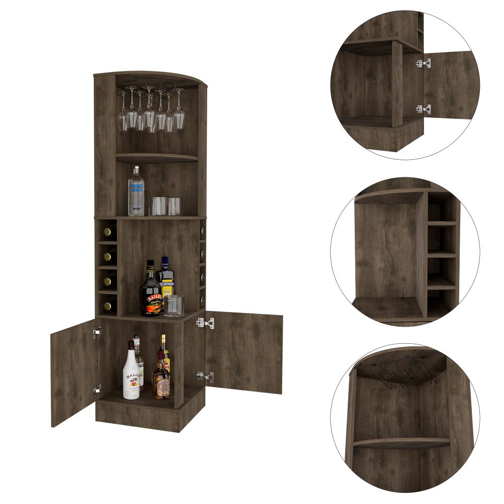 Mueble Bar Esquinero Andorra Color Bellota Para Sala De Estar