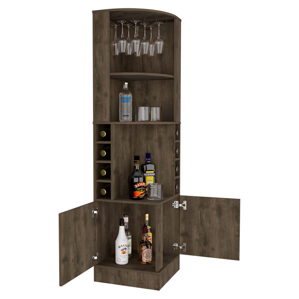 Mueble Bar Esquinero Andorra Color Bellota Para Sala De Estar