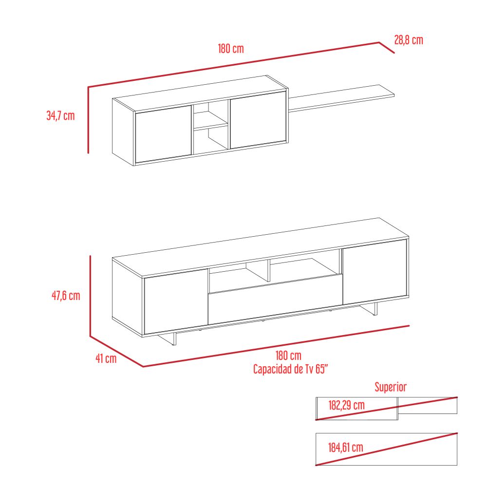 Mueble de Salón Color Agata Blanco y Duna Para Sala De Estar