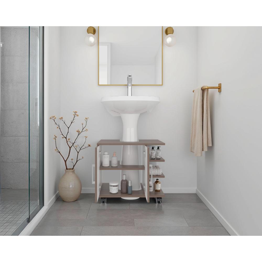 Optimizador Lavamanos Bath 300 Dos Puertas,  Avellana y Blanco